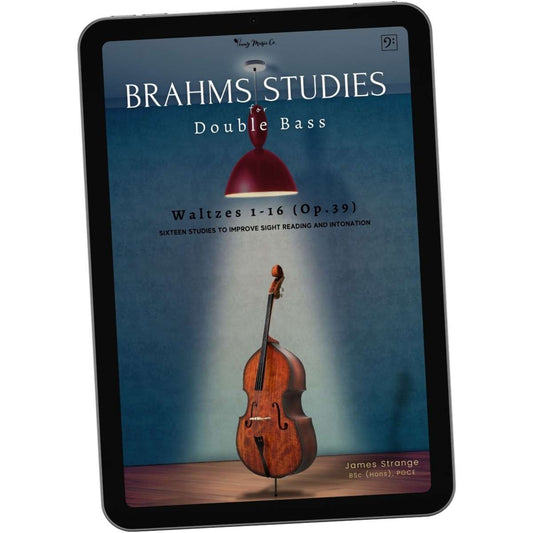 Brahms Studies for Double Bass cover on digital tablet